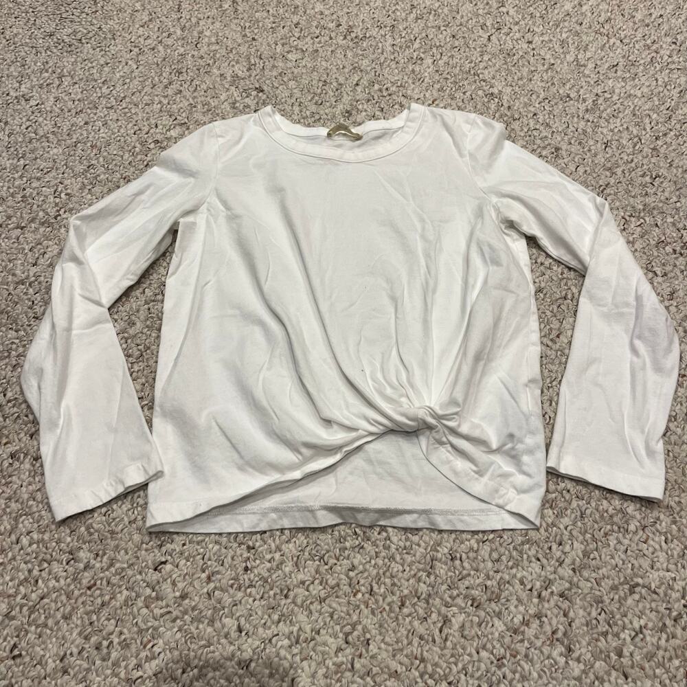 Madewell Long Sleeve Knot Front Tee Sz XS White Cotton Classic Basic